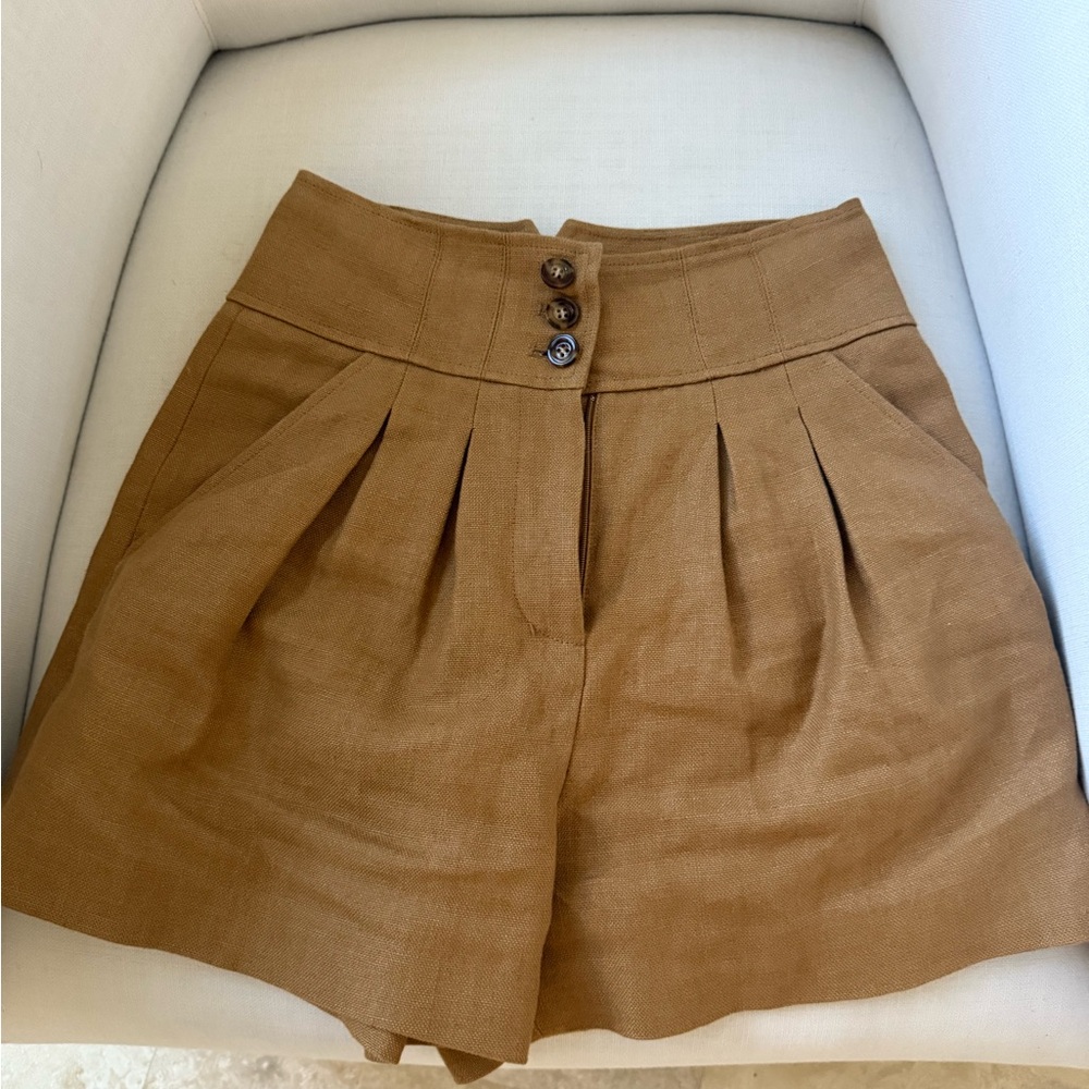 Veronica Beard Tan High Waist Shorts